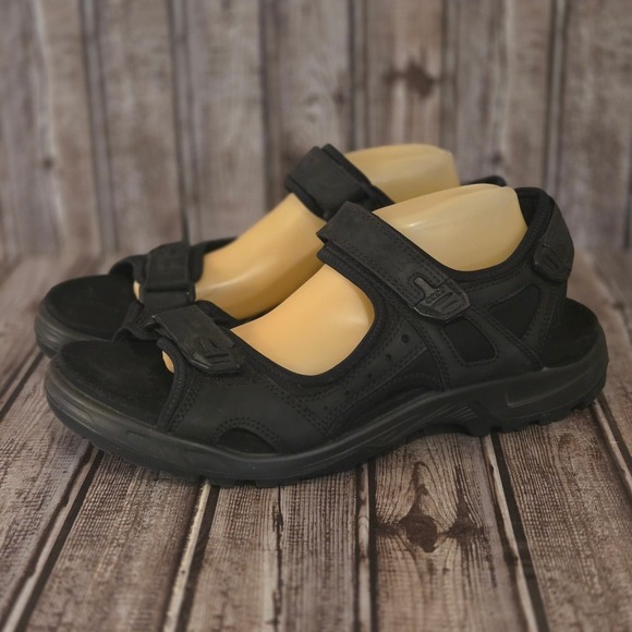 Ecco Other - Sz 47/ 13-13.5 Mens ECCO Yucatan Black Leather Sport Hiking Sandals VGUC!
